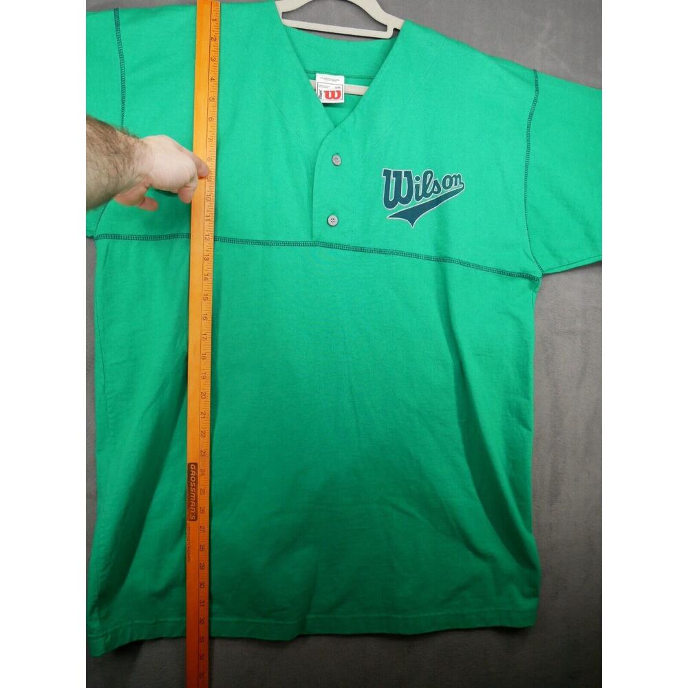 Vintage Wilson Shirt Jersey Henley Adult 2XL XXL Green Vented T-Shirt - Picture 7 of 8